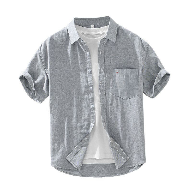 Foreign Trade Surplus Simple Soft Short-Sleeve White Shirt for Men, Comfortable High-End Casual Breathable Shirt