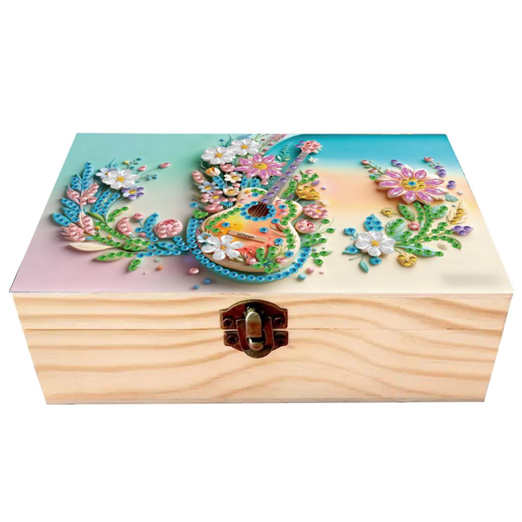 DIY Diamond Painting Colored Pattern Wood Case Partial Drill Crystal Mosaic Storage Container for Home Car Desk Decoration Craft