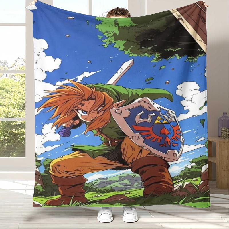 Retro Z-Zelda Cartoon Link Spiele Flanelldecke, Ultra Weiche Warme Plüschdecke für Zuhause Schlafzimmer Bett Sofa Abdeckung Camping Picknick Kind