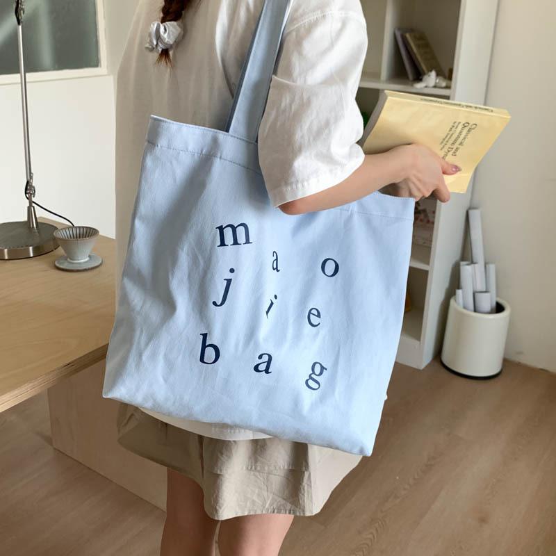 2026 Summer Korean Style Canvas Tote Bag Retro Casual Large Capacity Student Crossbody Bag Ins Fashi Handbag