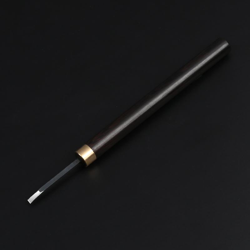 Nitriertes Weißstahl Holzschnitzmesser mit Griff aus lila Sandelholz