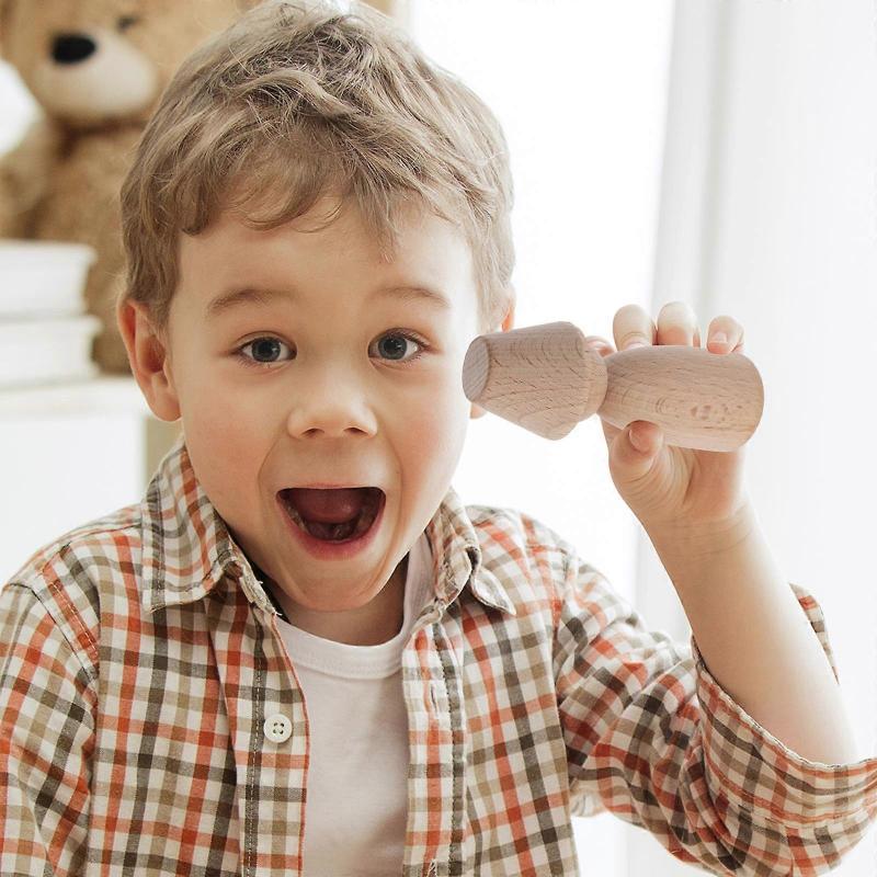 Natural Wood Peg Figures For Home Decor Items And Sand Table Therapy 9.40X3.50X3.50CM Craft 1Pcs