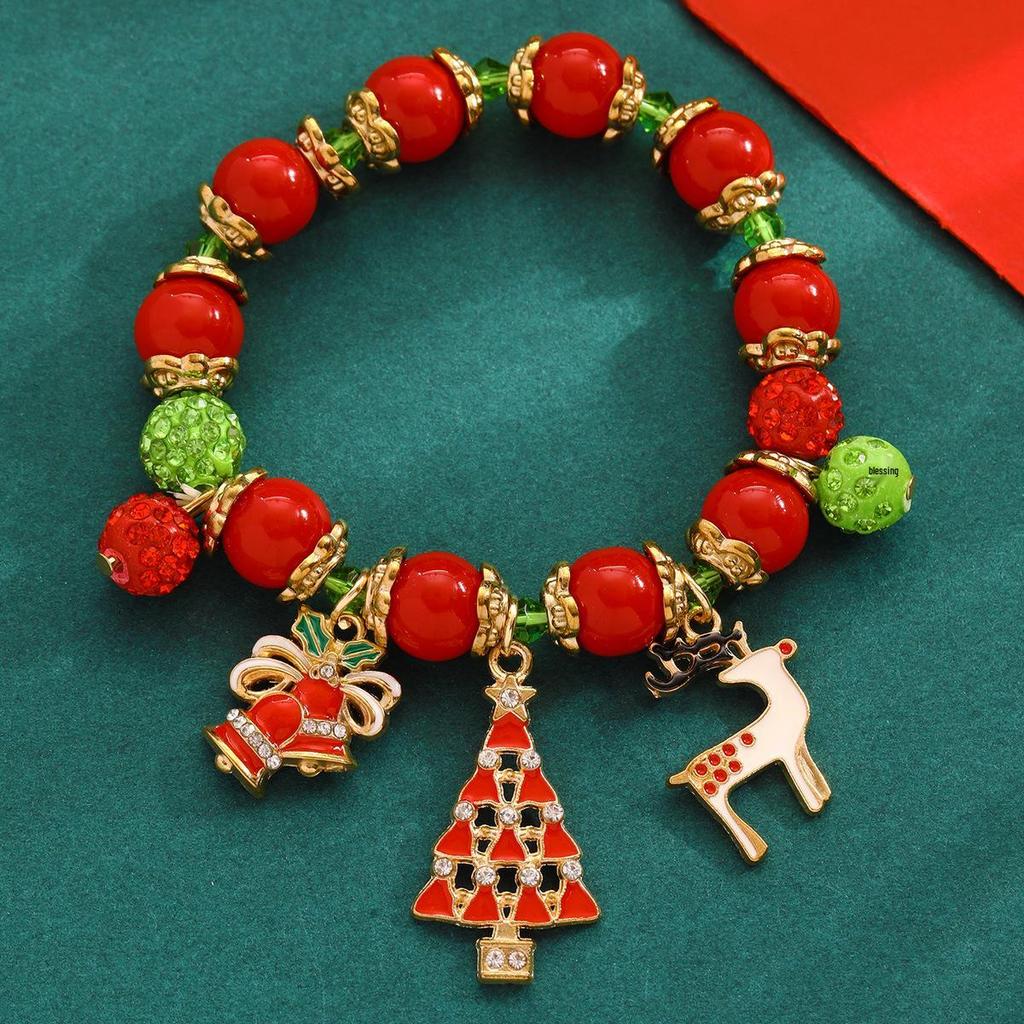 Christmas Women's Bracelet: European & American Creative Snowflake, Reindeer, Bell, Santa Claus Drawstring Design