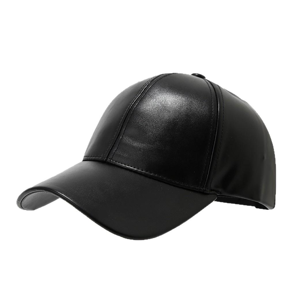 Classic Pu Fabric Baseball Cap With Adjustable Strap And Sun Block For Middleaged Adults