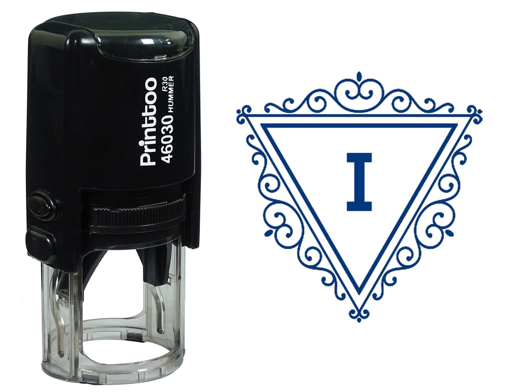 

Printtoo Я Літера Завиток Межа Трикутник Монограма Ініціал Автоматична Гумова Печатка Офіс 30 mm Diameter (Approx) синій