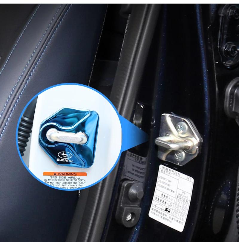 4PCS Car Door Lock Cover Stainless Steel Protection Accessories For Subaru STI Forester Impreza Legacy Outback XV BRZ WRX