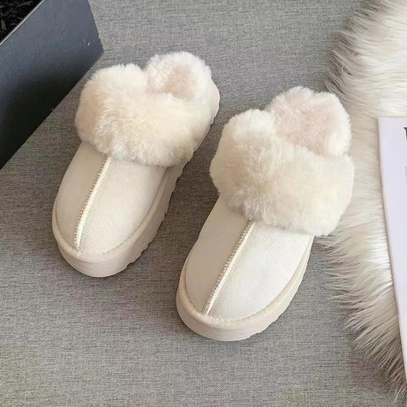 Fashion Women's 2024 New  Spring, Autumn, and Winter  Thick Sole Matsuke with Plush Cotton Slippers