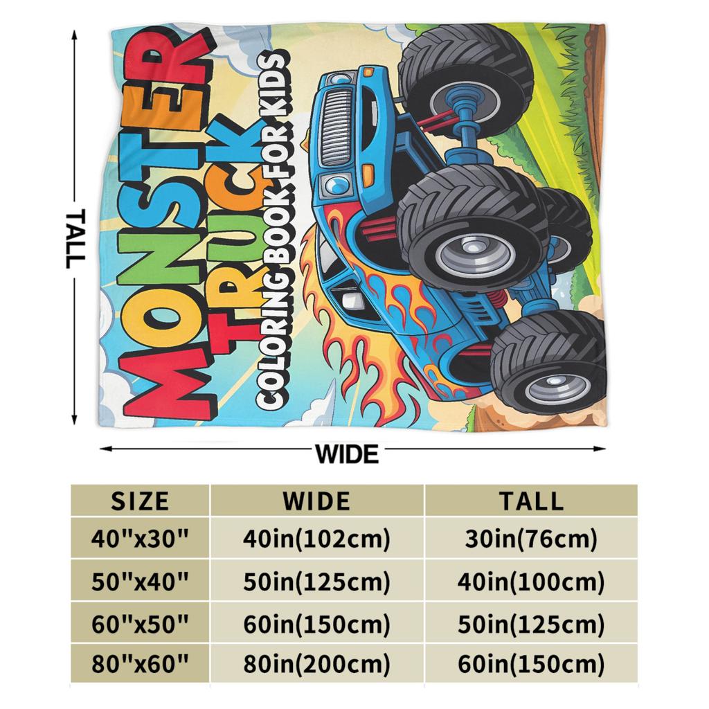 Monster Trucks Car Loves Flannel Blanket Winter Super Warm Throw Blanket for Child Couch Chair Funny Bedspread Sofa Bed Cover