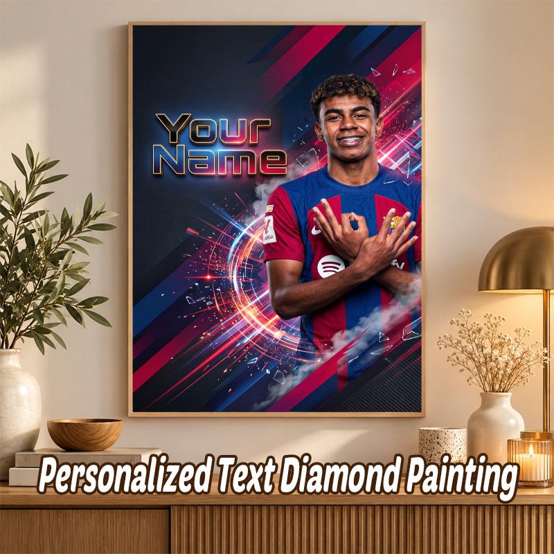 Lamine Yamal Custom Name Text 5D Diamond Painting Kit DIY Full Drill Diamond Art Decoration