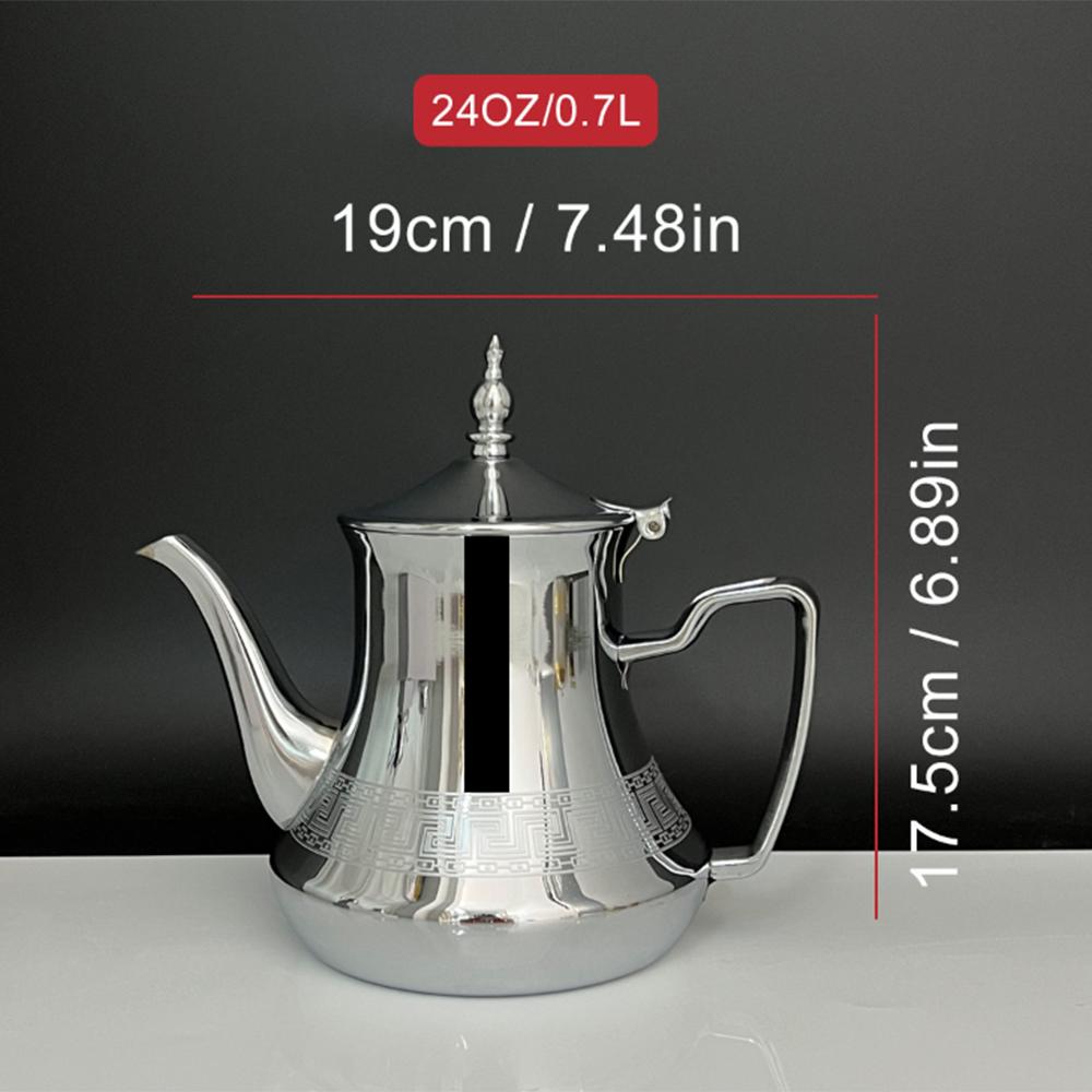 Arabic Style Stainless Steel Teapot, Moroccan Mint Tea Pot, Induction Cooker Gas Boiling Water kettle,Restaurant Home Tea Kettle