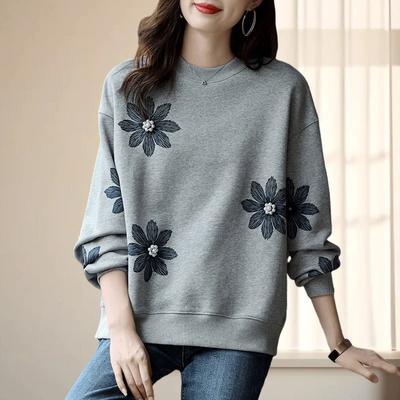 Sweatshirt for Women Cotton Loose Oversized Long Sleeve T-Shirt Fleece Comfortable Round Neck Casual Pullover Top Sweatshirt