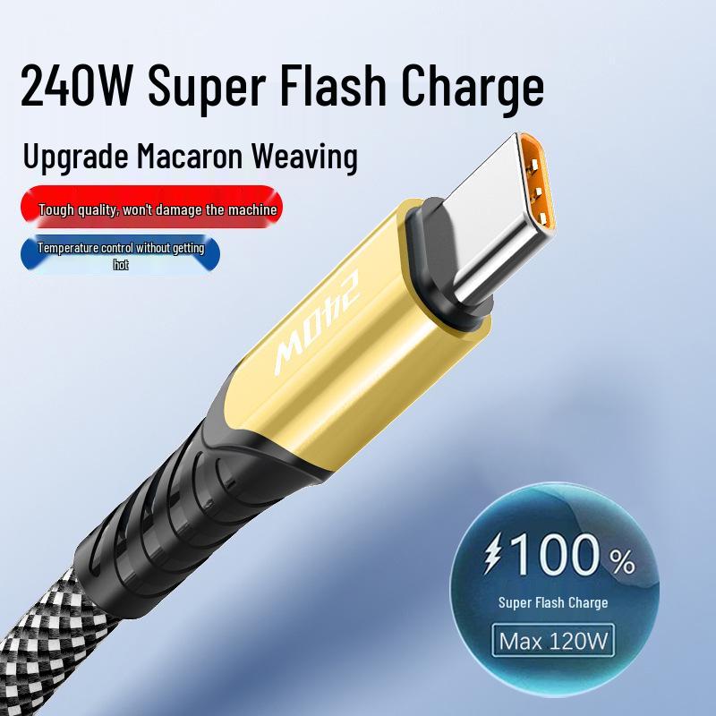 240W Type-C Fast Charging Cable, 10A Compatible with Huawei, Honor, Xiaomi, Vivo.