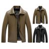 Herren Slim Fit Jacke Kunstleder Revers Bomberjacke Vintage Reißverschlussmantel Winddichte Biker Motorradjacke mit Taschen für Frühling Herbst