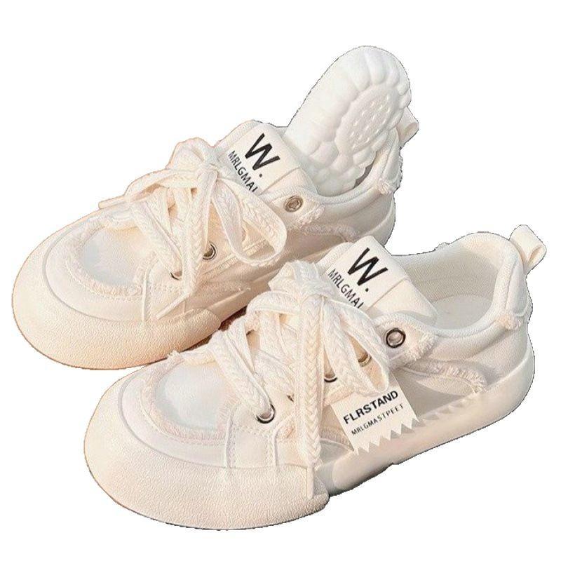 thick-soled versatile little white shoes women's spring new fashion ultra-light canvas shoes niche casual board shoes women