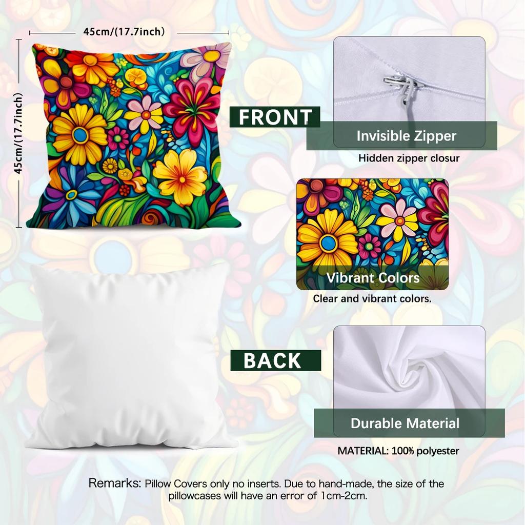 Abstract Flowers Pillowcase Cushions 100% Polyester 45X45Cm Throw Pillow Cover Sofa Chair Cushion Cover Pillowslip Home Decor
