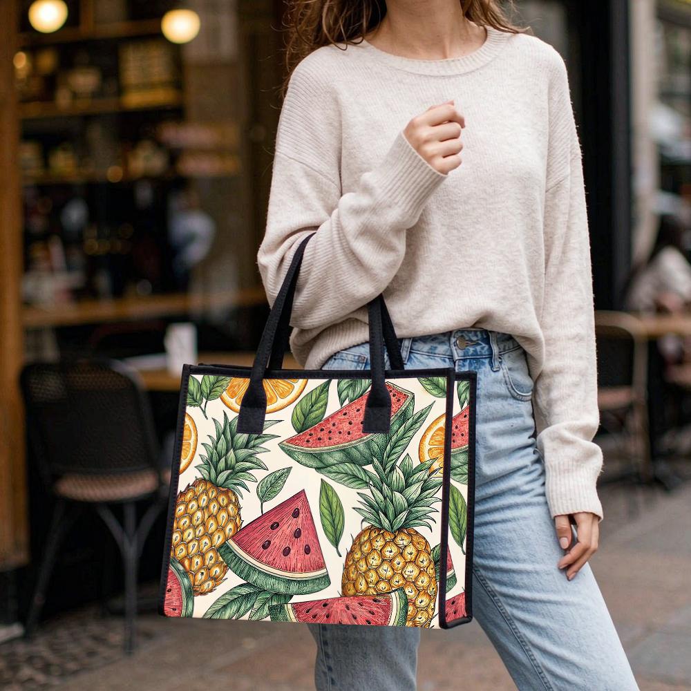 Fruit Print Casual Tote Summer Stylish Daily Carry Bag