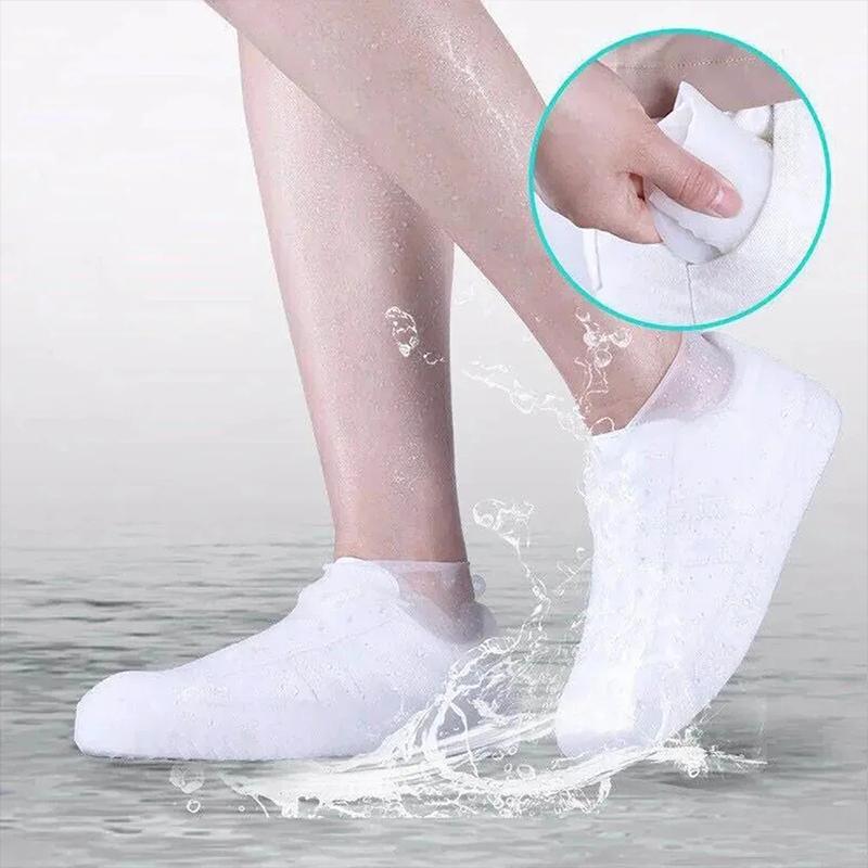 1 Pair Latex Water Proof Shoe Covers Lip-resistant Rubber Rain Boot Rain Gear Overshoes Black Accessories for Outdoor Rainy Day