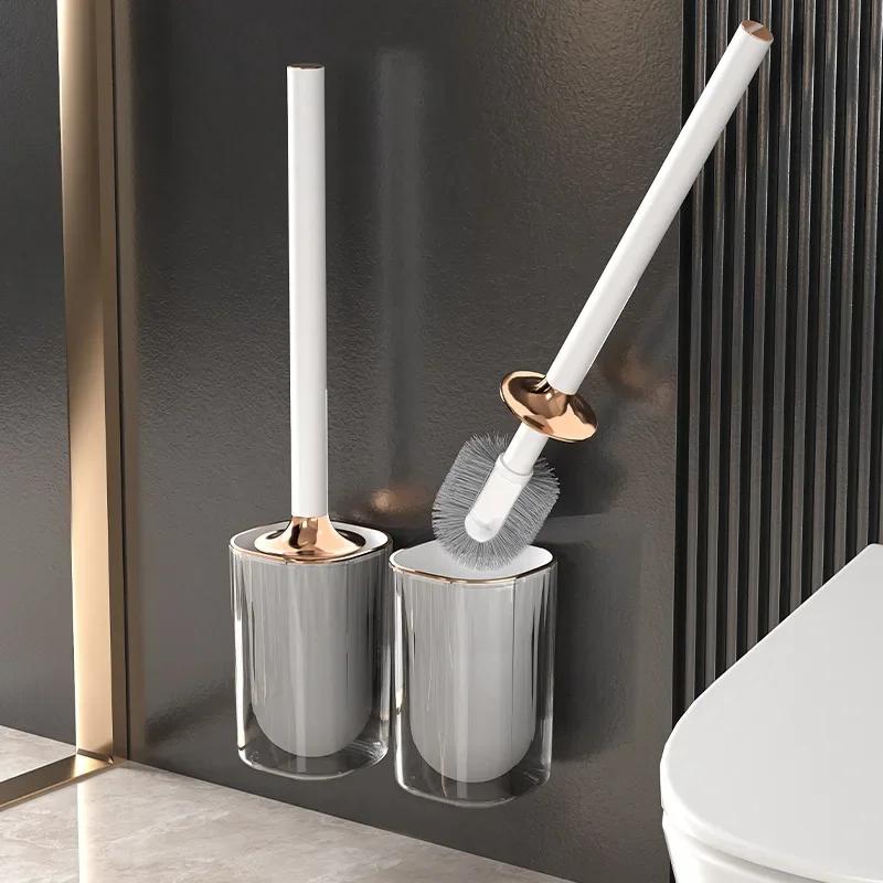 Toiletbürste mit langem Griff ohne toten Winkel Haushalt Wandwaschen Toilettenreinigungsbürsten-Set Abtropfend Anti-Schimmel Haushaltsreinigung