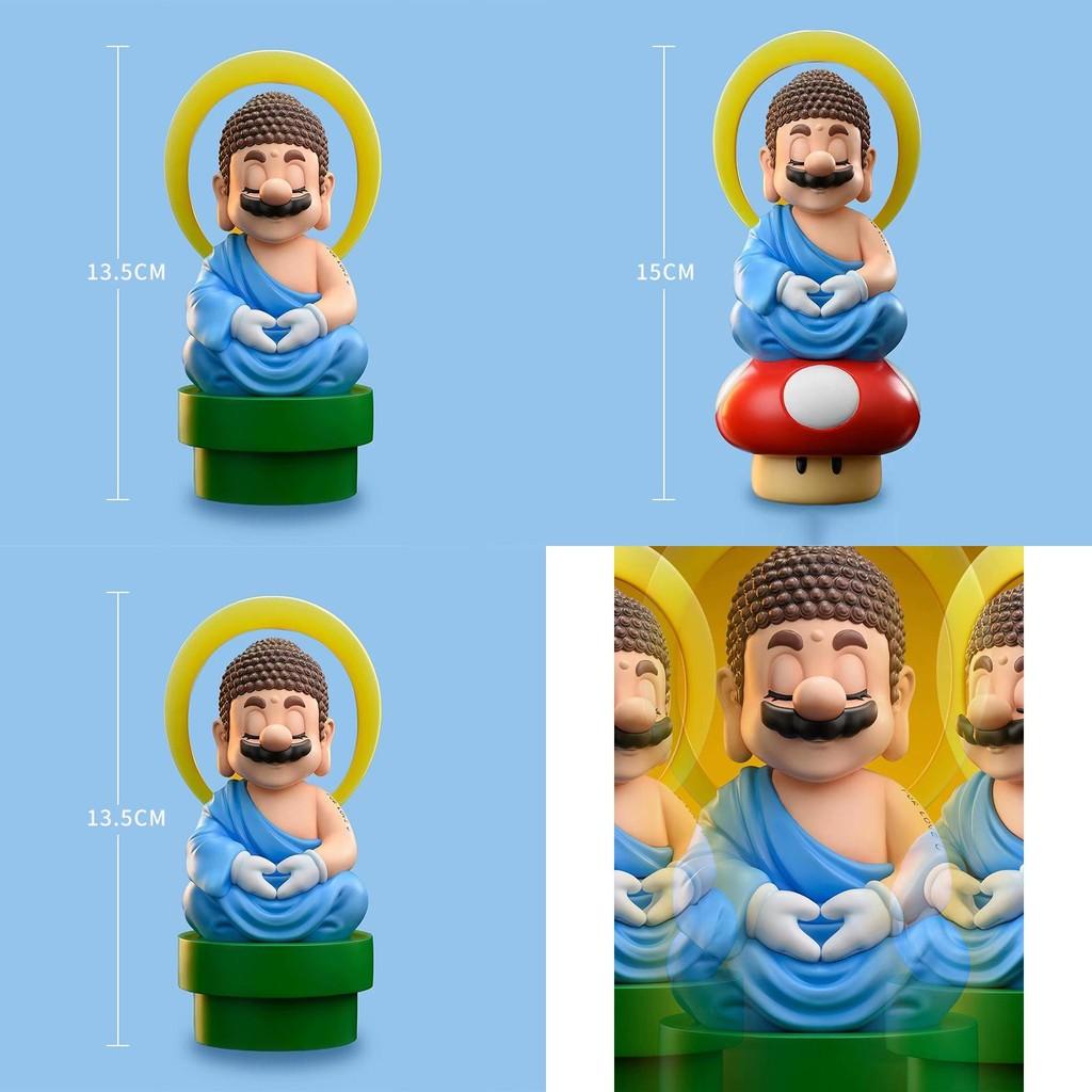 Super Bros Mario Buddha Water Pipe Figure Toy Cartoon Game Collection Ornament