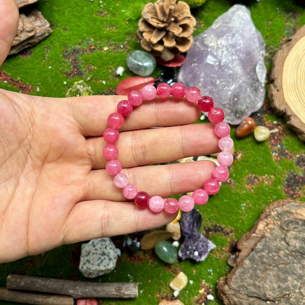 1 pz/Bracciale "Pietra dell'Amore" Realizzato in Rodonite Rossa Bracciale Fatto a Mano con Perline per Donne Promuove l'Amore per Sé Stessi e l'Accettazione di Sé Gioiell