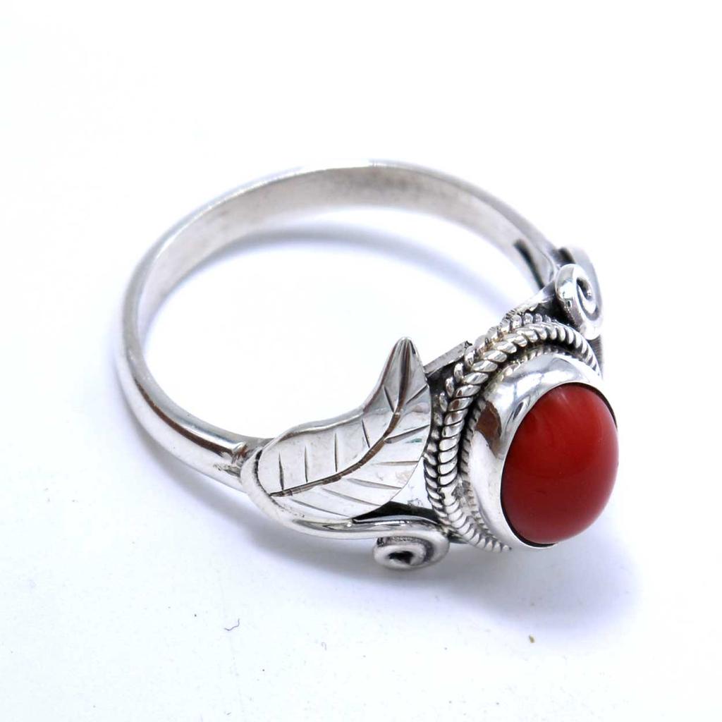Red Coral 925 Sterling silver Ring, Gemsotne Handmade Women Ring