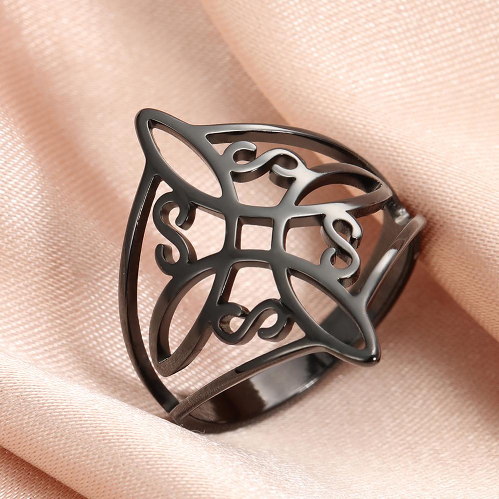 Dawapara Prsten s čarodějnickým uzlem pro ženy Nerezová ocel Keltský uzlový prsten Amulet čarodějnictví Wicca šperky Dárek na Valentýna