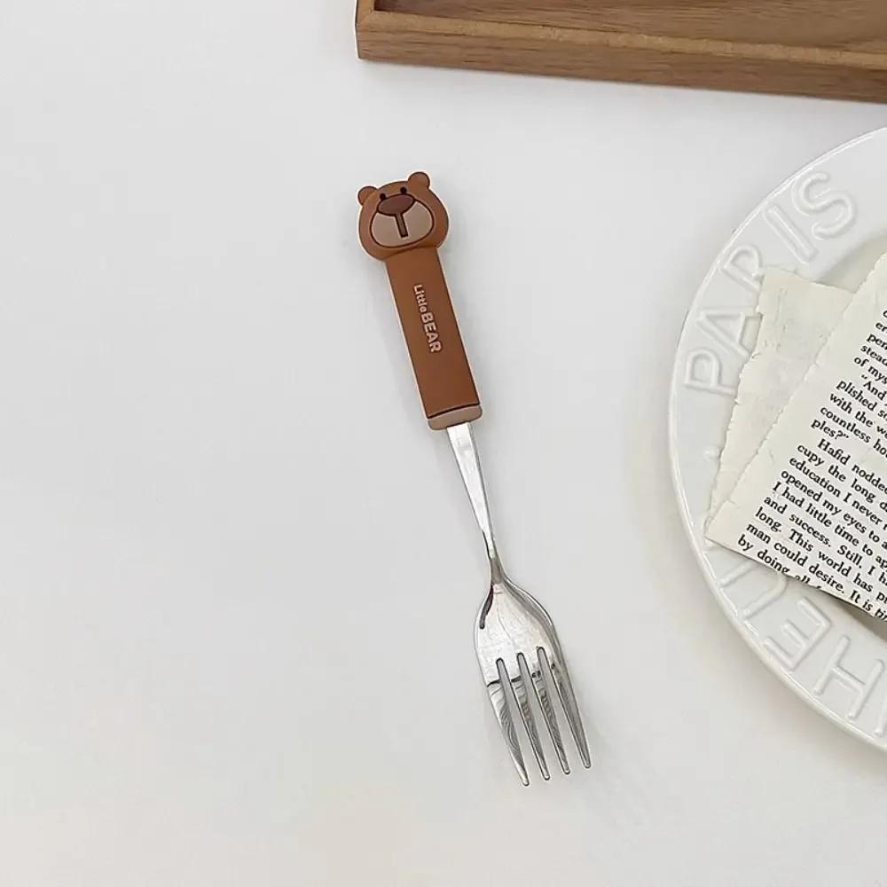 Gift Cute Stainless Steel Spoon Girl Duck Fork Tableware Bear Stainless Steel Cutlery Home Use