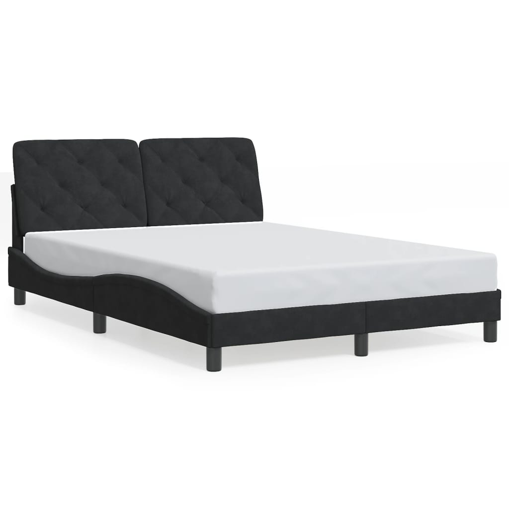 Bed Frame with LED Lights without Mattress Black 140x190 cm Velvet