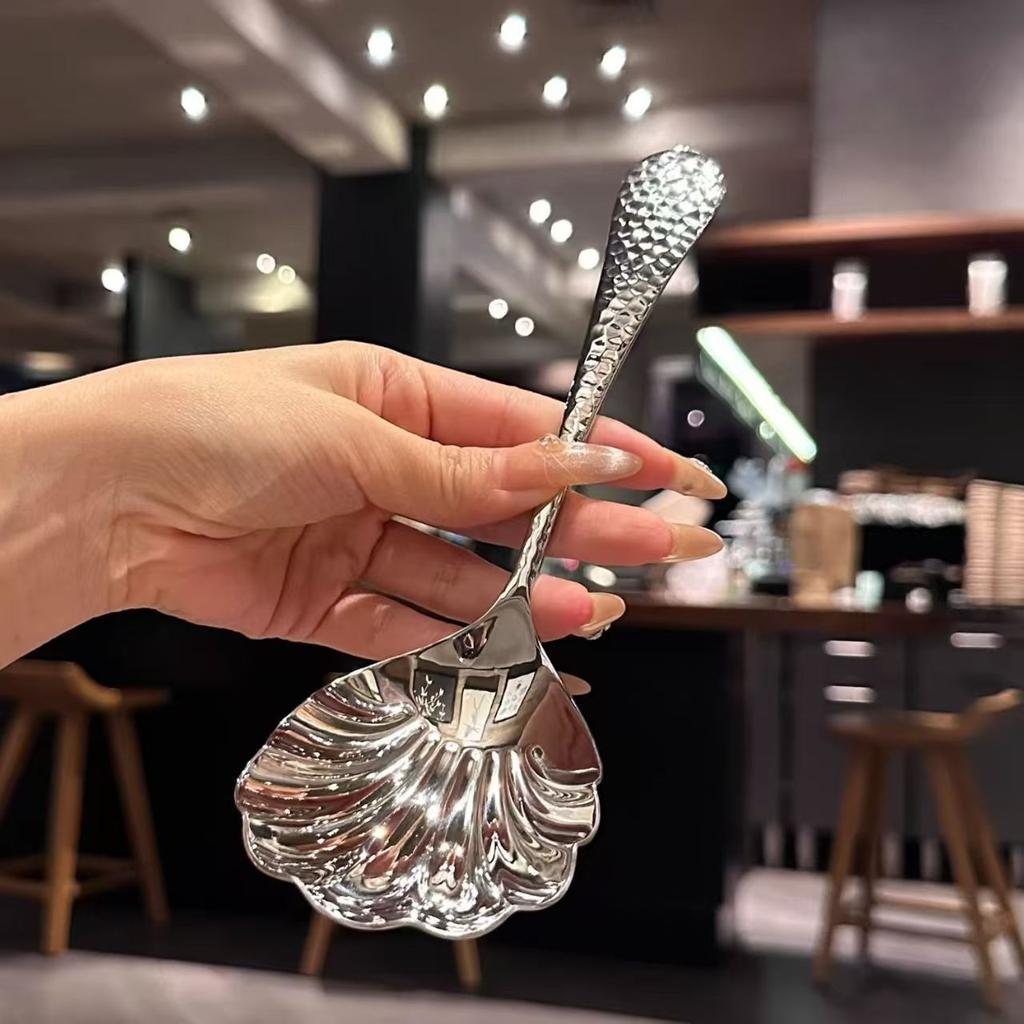 304 Stainless Steel Tableware Shell Spoons with High-end Gourd-handled for Household Hotel Serving Cafeteria Shares Soup Spoon