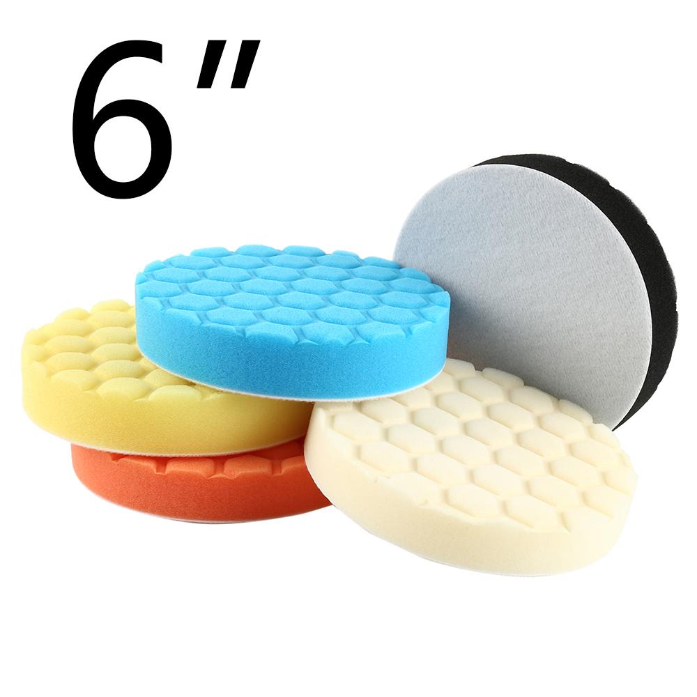 5 st 6/7 tum Bilpoleringsdyna Svamp Polering Vaxning Rengöring Polerbuffert Borr Hjulpolerare Tar bort Repor Bilreparation