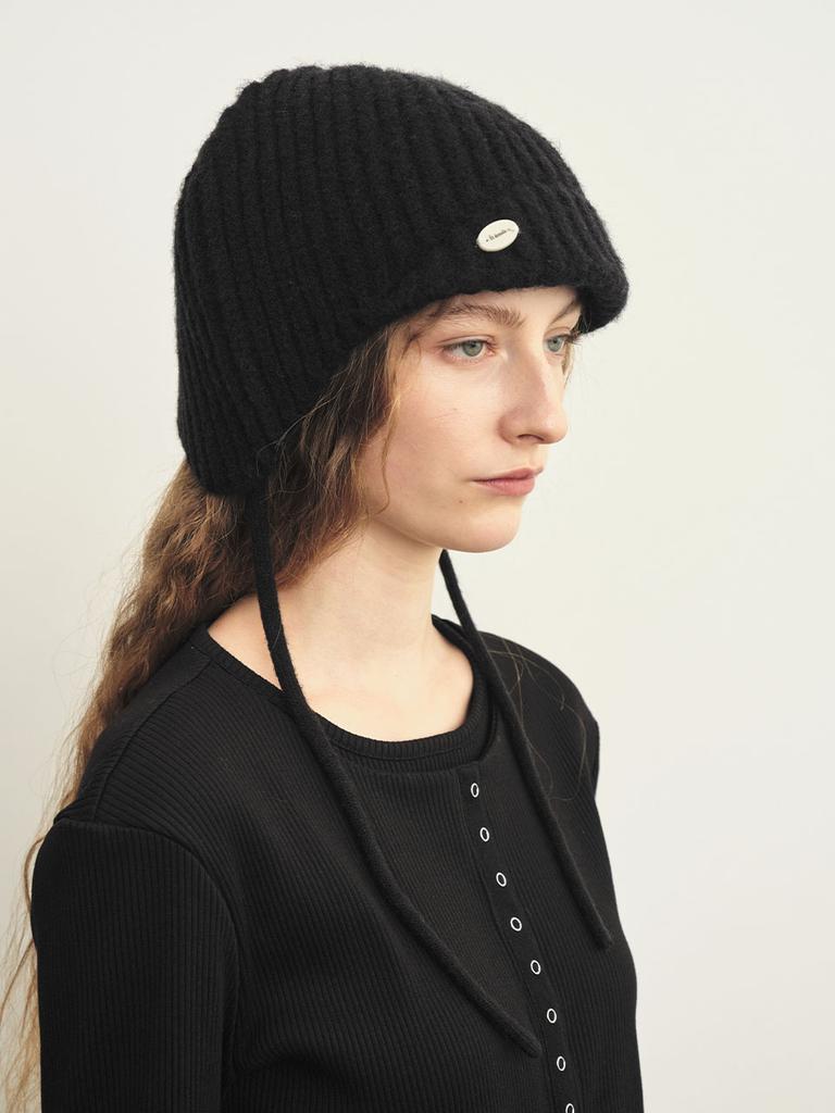 ETDEMAIN Soft Knit Strap Beanie Hat - Black