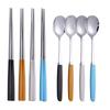 8Pcs Korean Dishware Collection Premium Silverware Collection 304 Stainless-steel Meal Collection Colors Spoon Dinnerware Spoon Chopsticks Silverware