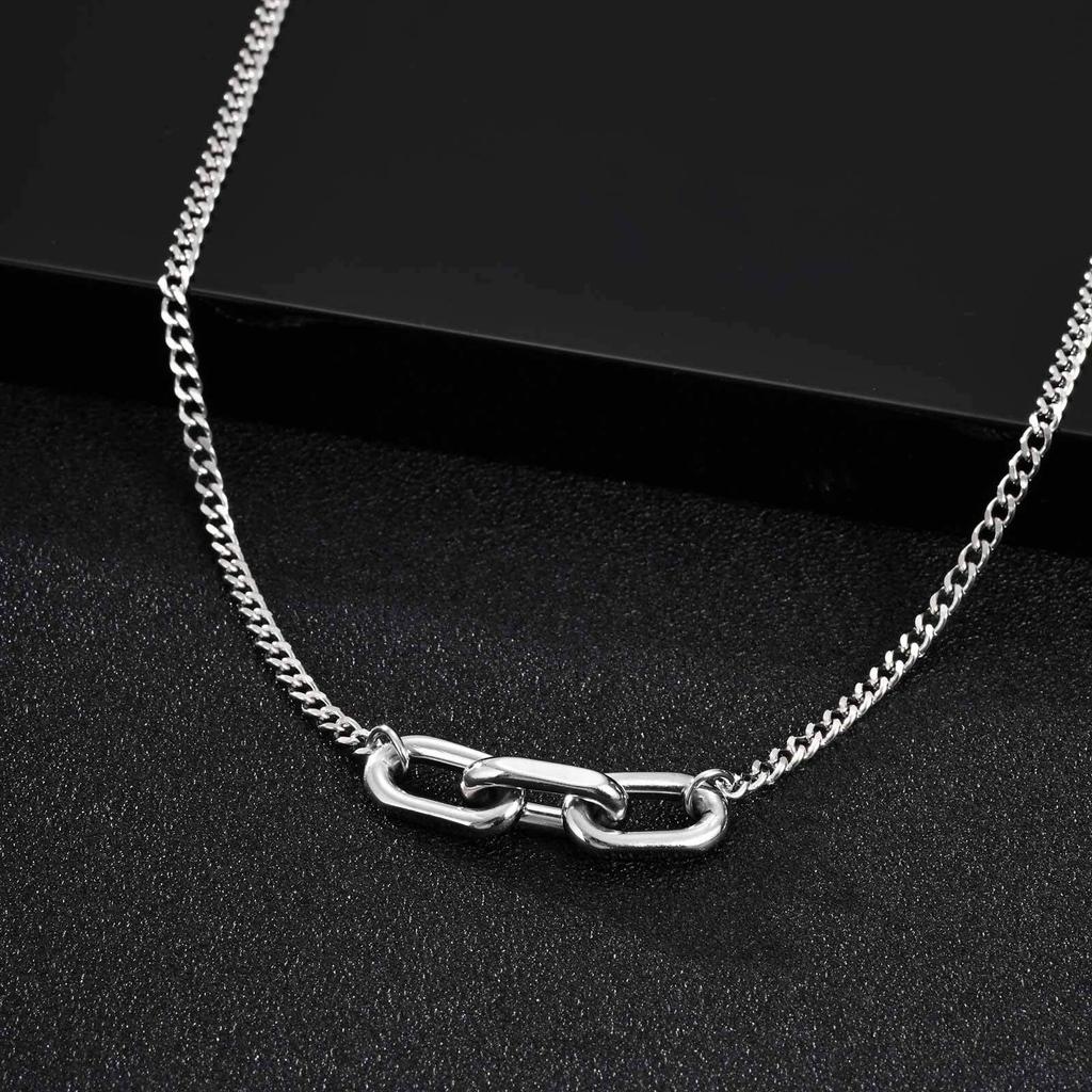 Vnox Punk Style Link Chain Necklace for Men, Adjustable 50+5cm Necklace, Silver Color Metal Links Collar Minimalist Jewelry Gift
