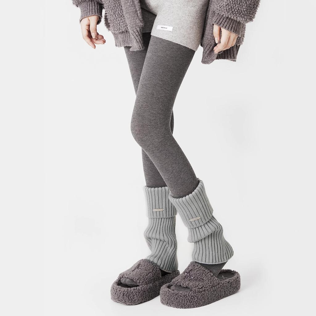 Metal Standard Gray Knitted Socks Cover Women'S Autumn And Winter Design Sense Flanging Thickened Warm Babes Long Tube Stacking Calf Cover