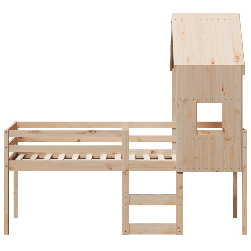 Vidaxl High Bed With Roof, 80X200 Cm, Solid Pine Wood