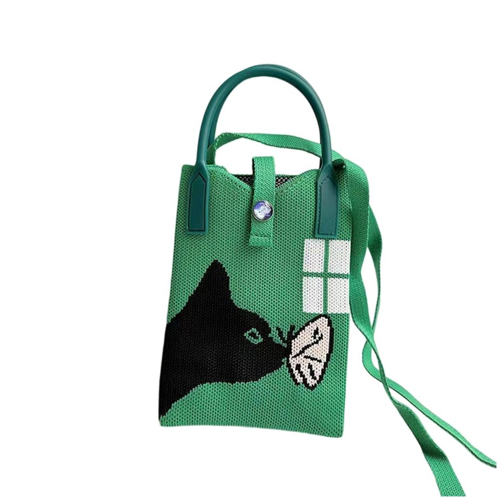 Coin Purse Cartoon Cute Cell Phone Knitted Casual Handbag