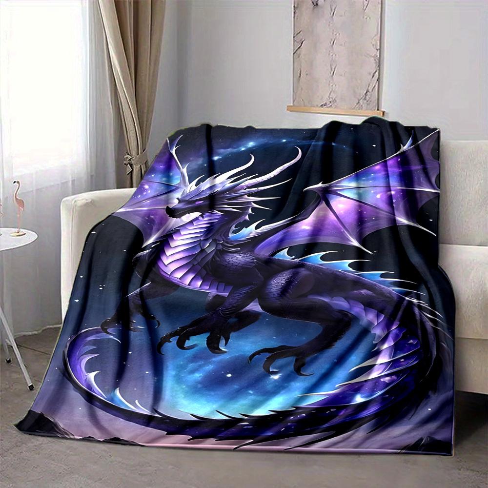 1pc Mythical Dragon Blanket, Lightweight Flannel Throw For Sofa, Bed, Travel, Camping, Livingroom, Office, Couch, Chair
