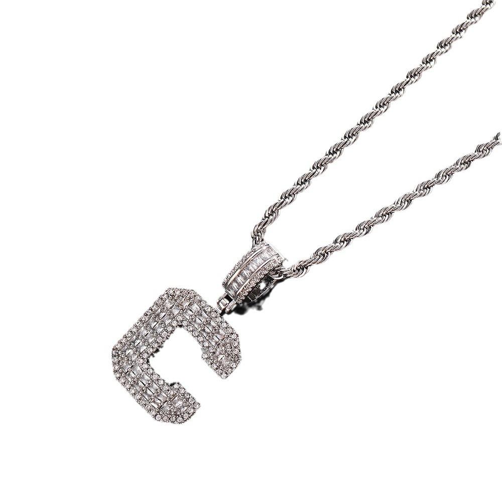 Hip Hop Letter Pendant Zircon Necklace Popular Instagram Personalized Accessory Niche Design Men's and Women's Pendant Necklace