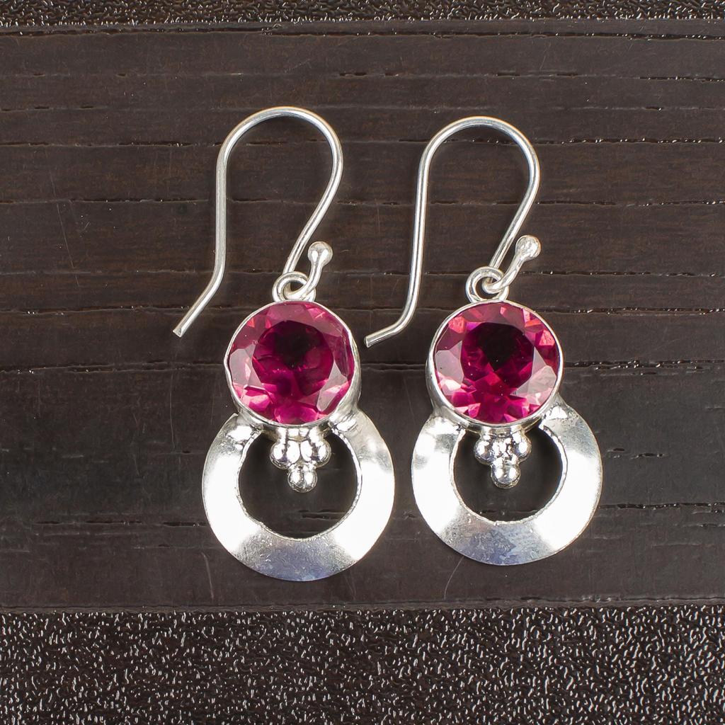 Schmuck mit rosa Turmalin-Edelstein, Ohrringe aus 925er Sterlingsilber, handgefertigter wunderschöner Schmuck, Designer-Ohrringe Geschenk für Frauen