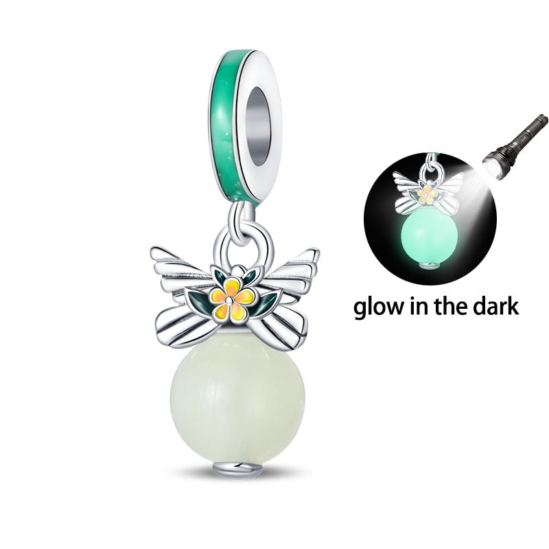 Copper Glow-In-The-Dark Firefly Butterfly Deer Charms Beads Pendants Fit Qikaola Original Bracelets Diy Birthday Jewelry