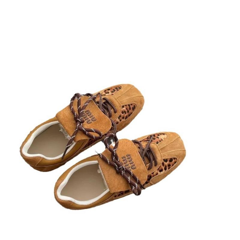 Cowhide horse hair niche leopard print shoes for women's new flat-bottomed casual sports board shoes for women