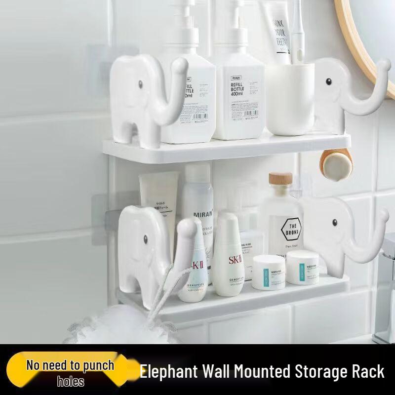 Cream Style Bathroom Storage Shelf with Hooks