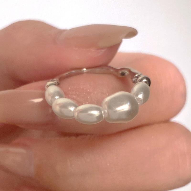 Mode Temperament Perlen Elastisches Seil Ring Retro Unregelmäßige Metallringe für Frauen Einfach Elegant Hochzeitsparty Schmuck