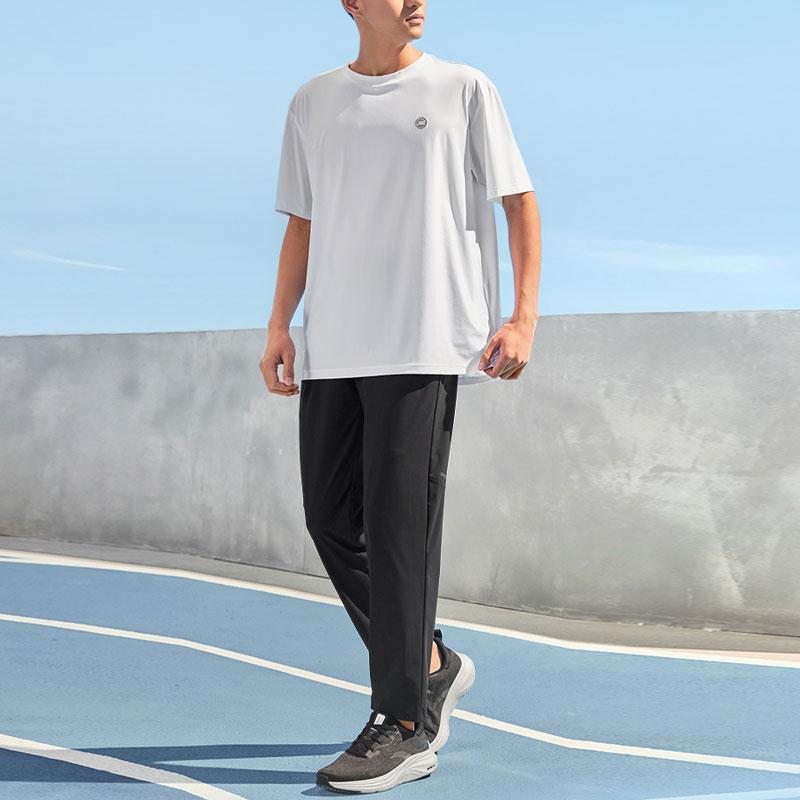 Skechers Solid Color Cuffed Moisture-Wicking Cool Feel Knitted Sports Pants Men bottoms Carbon-Black P224M054-0018