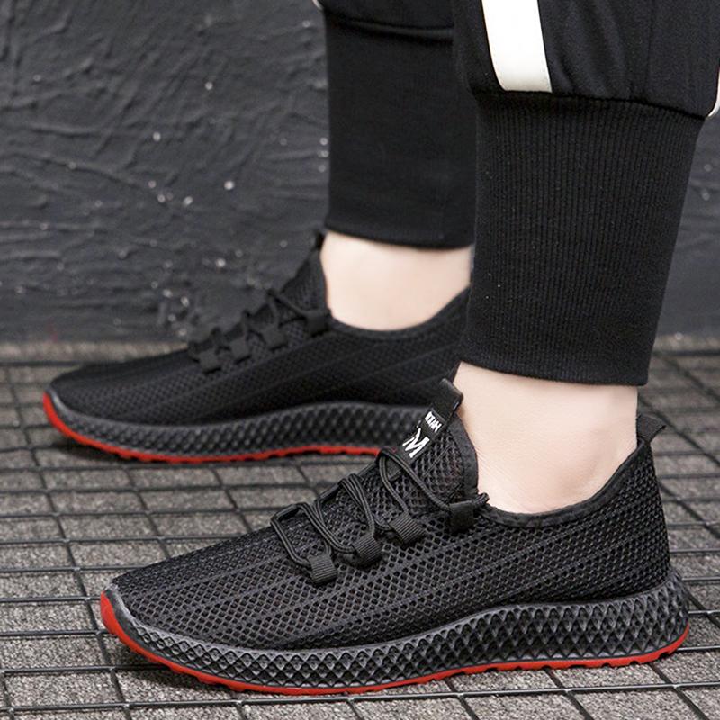 Fashion New Summer Men's Shoes Mesh Sneakers Fashion Flying Woven Running Shoes Trendy Black Casual Ultra-Soft Ultra-Light Mesh Shoes
