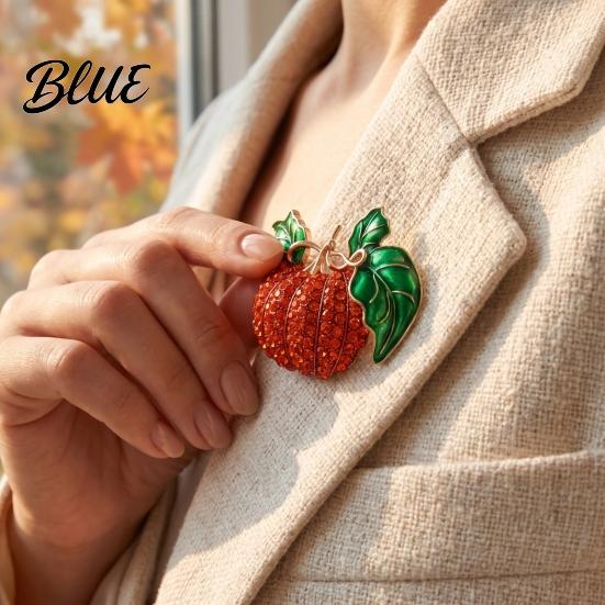 Pumpkin Brooch Pin Rhinestone Brooch, Lapel for Halloween Thanksgiving Harvest Festival, Autumn Clothing Accessory Suits Coats Bags Decorative Pins