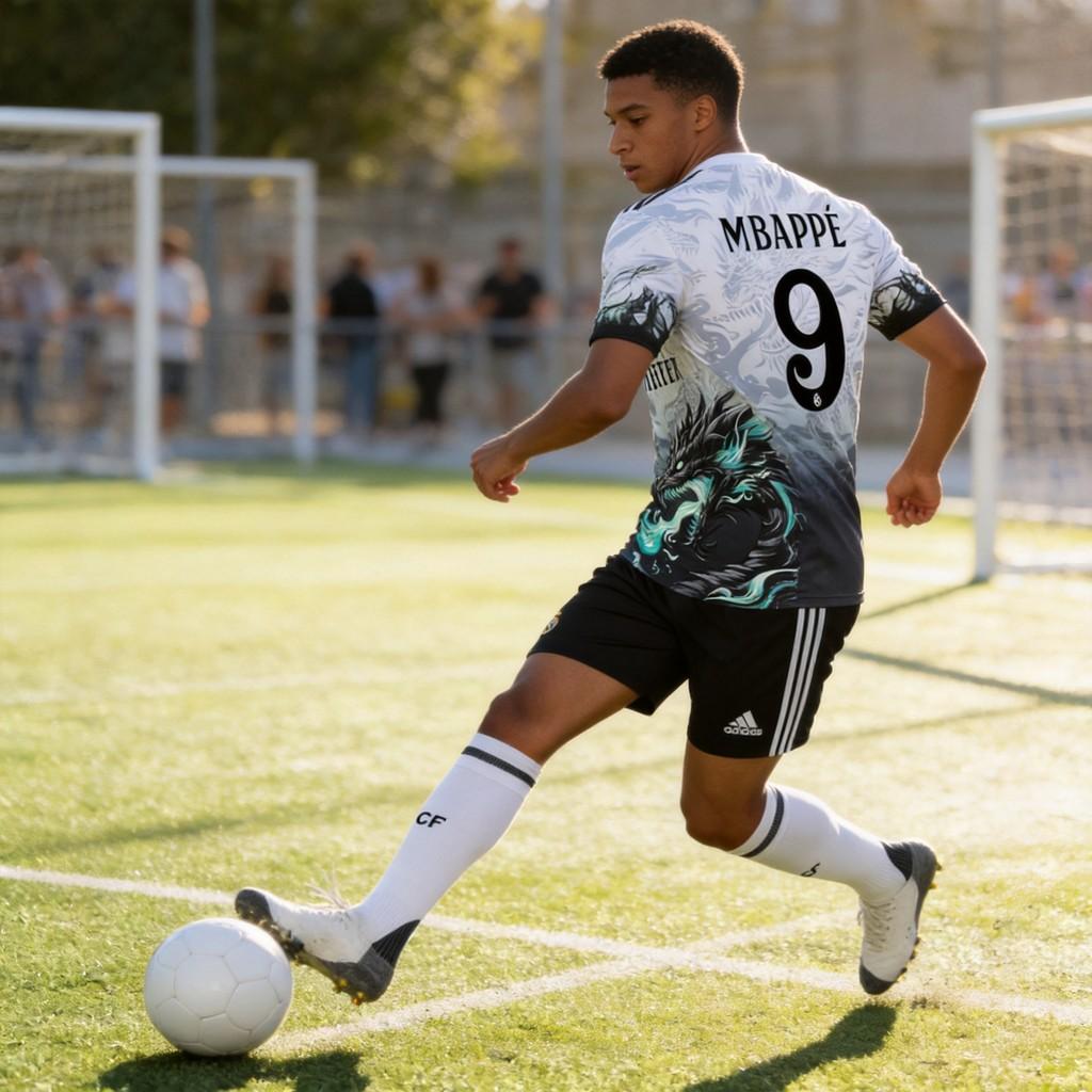 Fußballtrikot mit Drachenmuster Nr. 9 aus Polyester für Fußballfans