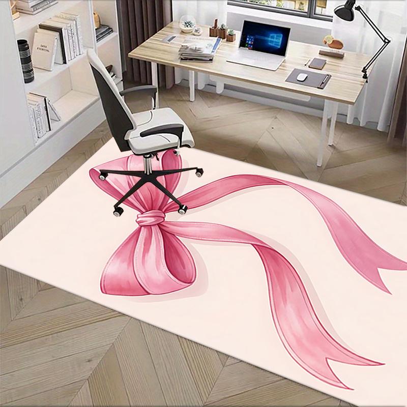 Pink Bow Theme Office Carpet Chair Mat Large Size, Non Slip Desk Pad for Home Decor, Sofa Rug, Office Use, Gift Idea for Any Room
