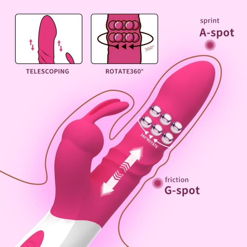 Rabbit Vibrator for Woman G Spot Vibrator Telescopic Dildo Sex Toys for Women Vagina Clitoris Massager Female Masturbation Double Vibration Sex Toys