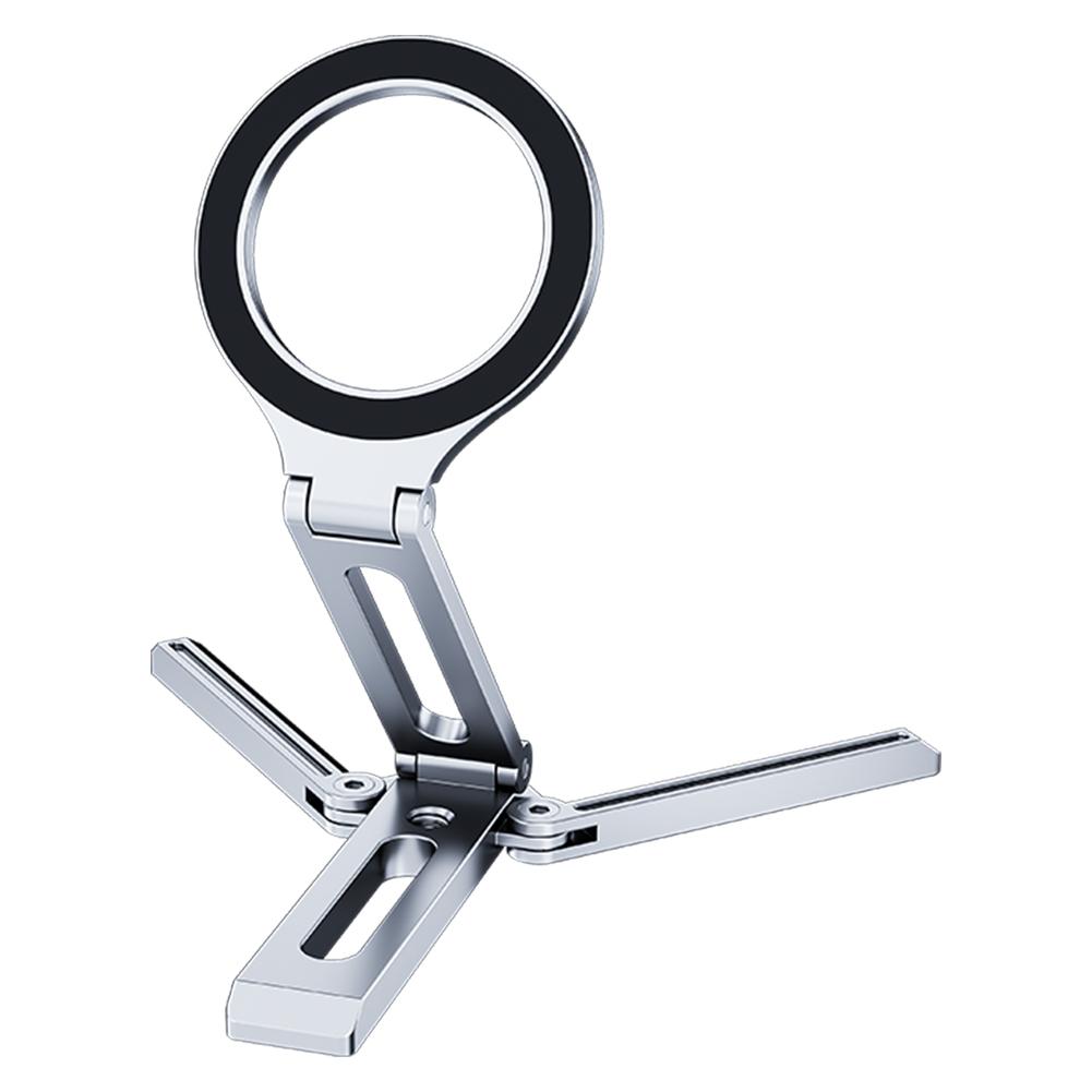 

Магнитный складной держатель для телефона Алюминиевый сплав Складная подставка для телефона Многофункциональное портативное настольное крепление для телефона для iPhone 12-15 серебряный